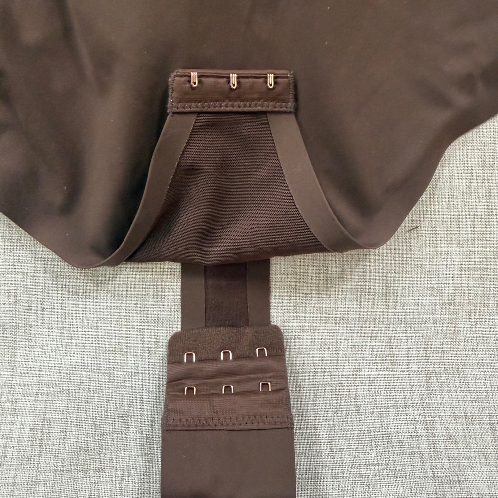 Pinsy Seamless Thong Bodysuit 3X High Neck Scoop Back Shapewear chocolate brown - Picture 8 of 8